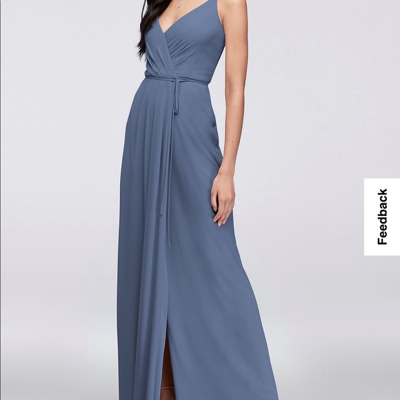 David’s Bridal Double Strap long Georgette Bridesmaid Wrap Dress - Picture 1 of 6